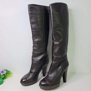 Si Rossi Chocolate Brown Lug Sole Tall Platform Boots